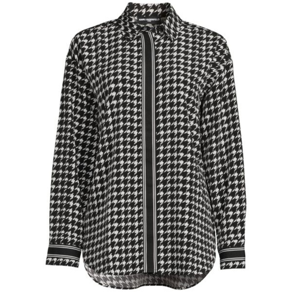Karl Lagerfeld Houndstooth Blouse Size L